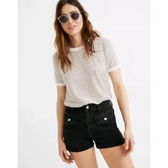 Madewell Western Yoke Edition High Waist Denim Shorts in Lunar Wash Size 28 - Picture 7 of 7